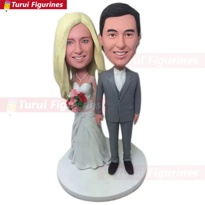 Персонализированные Свадебный торт Топпер поплавок голова глина фигурка на