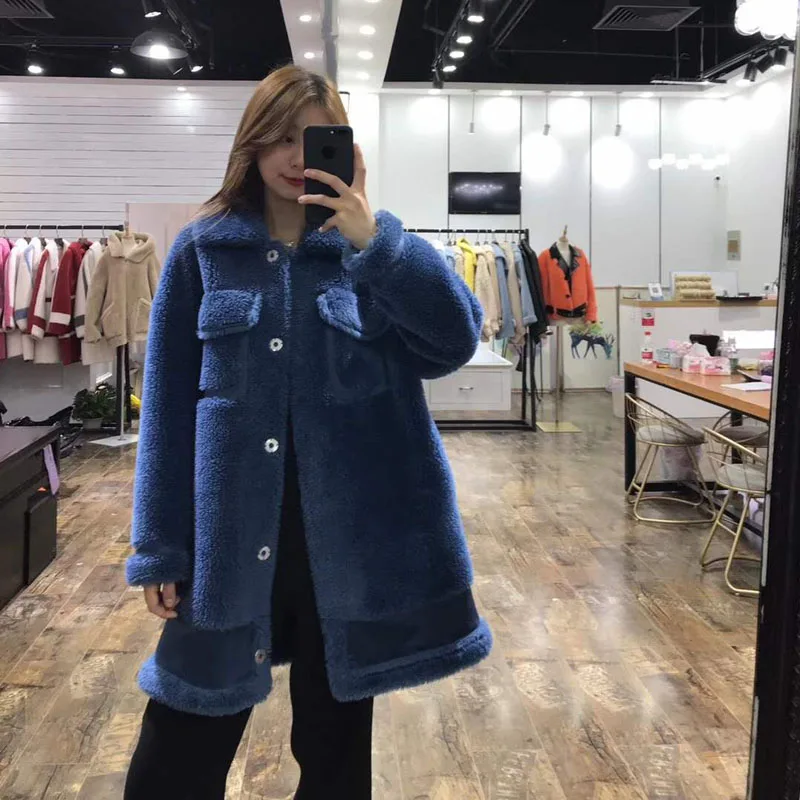 Высокое качество abrigos mujer 70% куртка из натурального шерстяного меха искусственная кожа Праздничная женская одежда зимняя парка овечий мех длинная корейский стиль