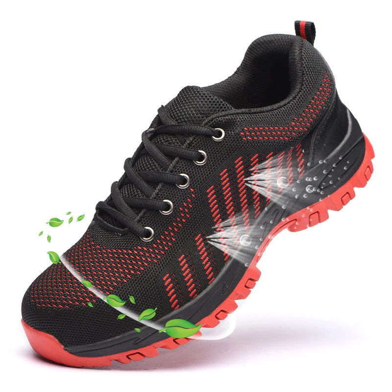 Дышащие мужские уличные рабочие ботинки со стальным носком большие размеры