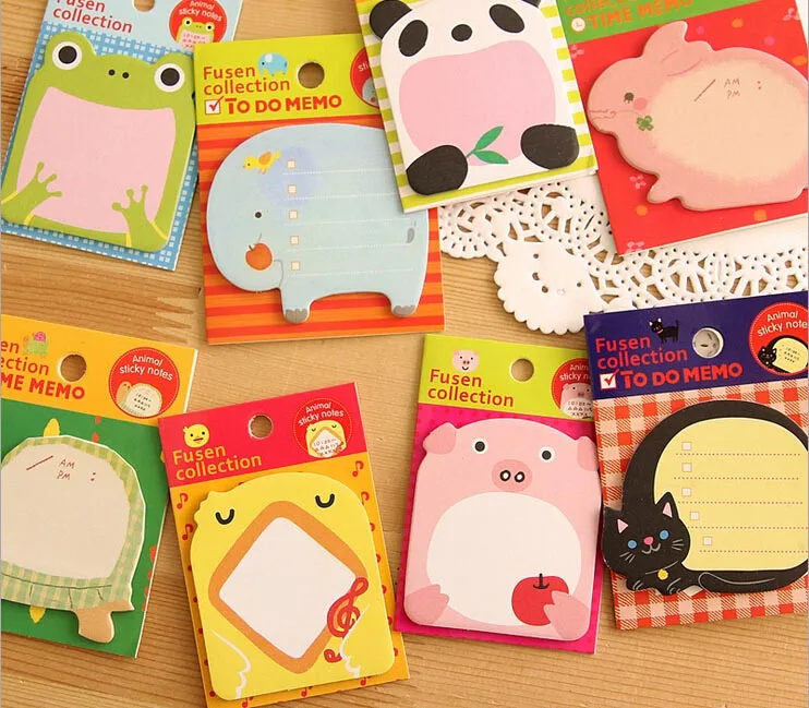 40 Pc/Lot Cat Rabbit Panda Frog Animal Decorate Writing Scratch Memo Pad / Cute Sticker Paper Message Note/Children Student Gift