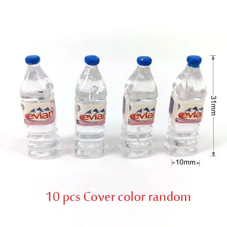 Square bottle 10pcs Boxi 10 шт. 1:12 мини-моделирование минеральной воды бутылка смолы модель Кукольный дом Миниатюрный Детский подарок игрушки украшения дома аксессуары - Цвет: Square bottle 10pcs