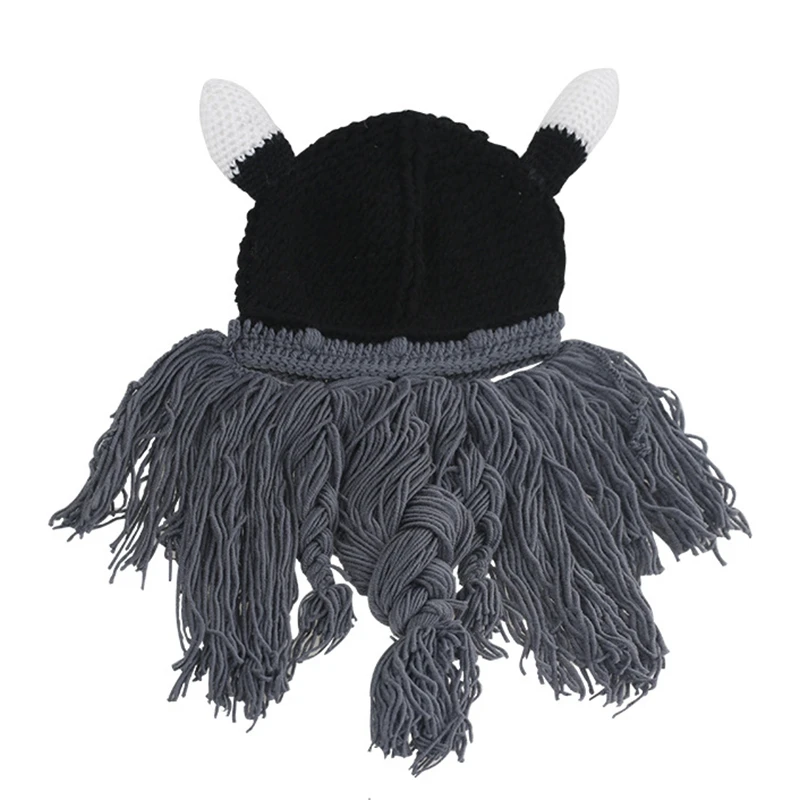 Мужские варварские Vagabond Viking Beanie Horn шапки женские ручной работы зимние теплые