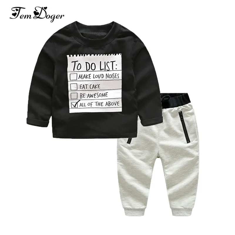 Winter Autumn Boy Clothing Sets Baby Boys Clothes Long Sleeve Letter T-shirt+Pants 2PCS Sports Suit Kids Casual |