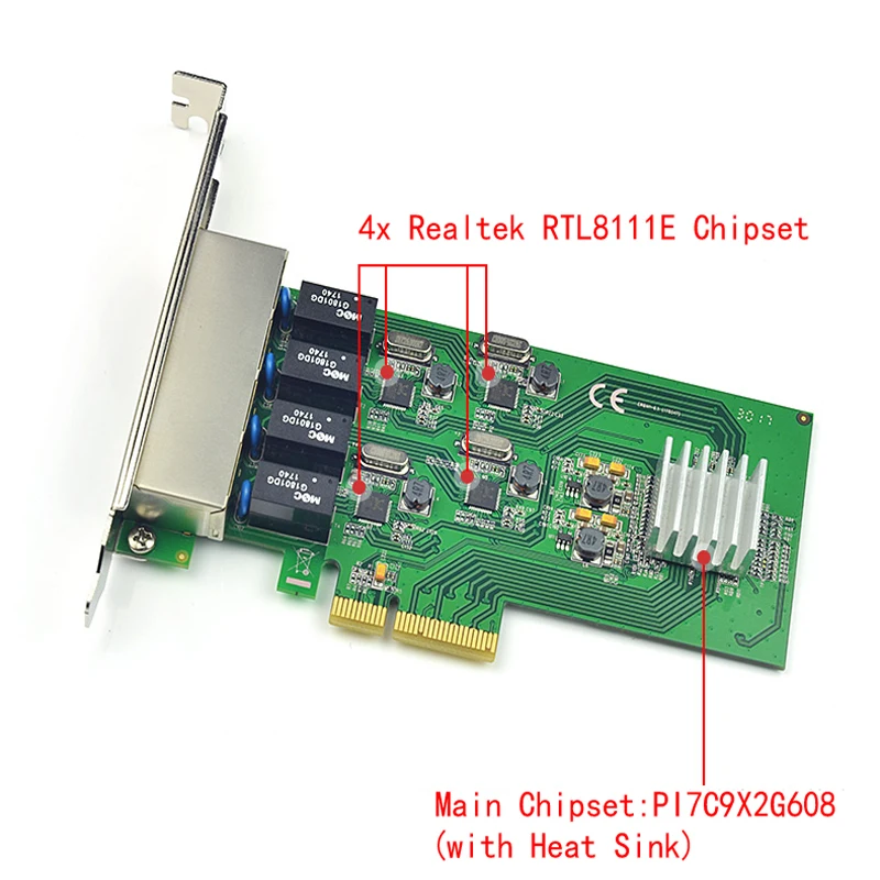 Сетевой адаптер PCI Express X4 с 4 портами 10/100/1000 Мбит/с гигабитная Ethernet Сетевая карта