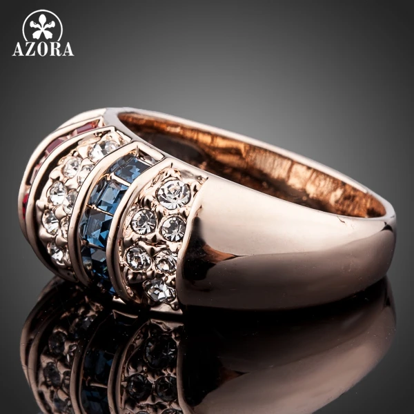 AZORA стильное Новое дизайнерское розовое Золотое кольцо на палец TR0100|finger ring|designer