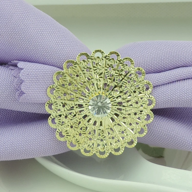 

Shiny Crystal Flower Style Napkin Rings Metal Wedding Napkin Holder for Hotel Wedding Banquet Table Decoration Accessories