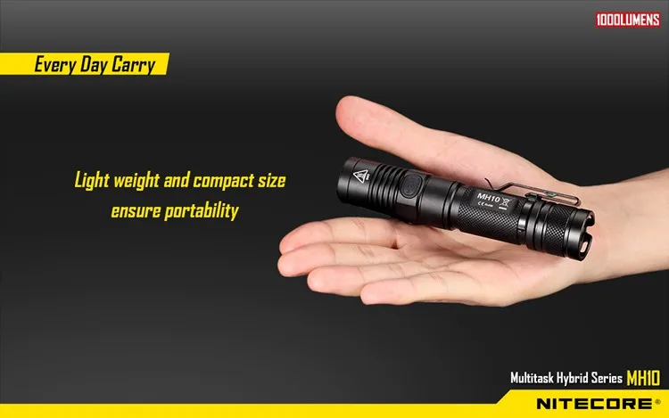 NITECORE MH10 1000 лм U2 светодиодный наружный перезаряжаемый портативный фонарик USB кабель для зарядки+ 1x18650 аккумулятор