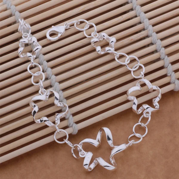 Браслет из серебра 925 пробы с пятиконечной звездой | Украшения и аксессуары