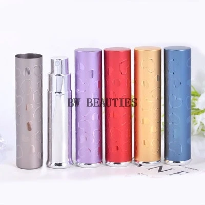 

200Pcs/Lot Heart Printing 6ml Refillable Perfume Bottle Atomizer Portable Traveler Aluminum Empty Parfum Sprayer Pump