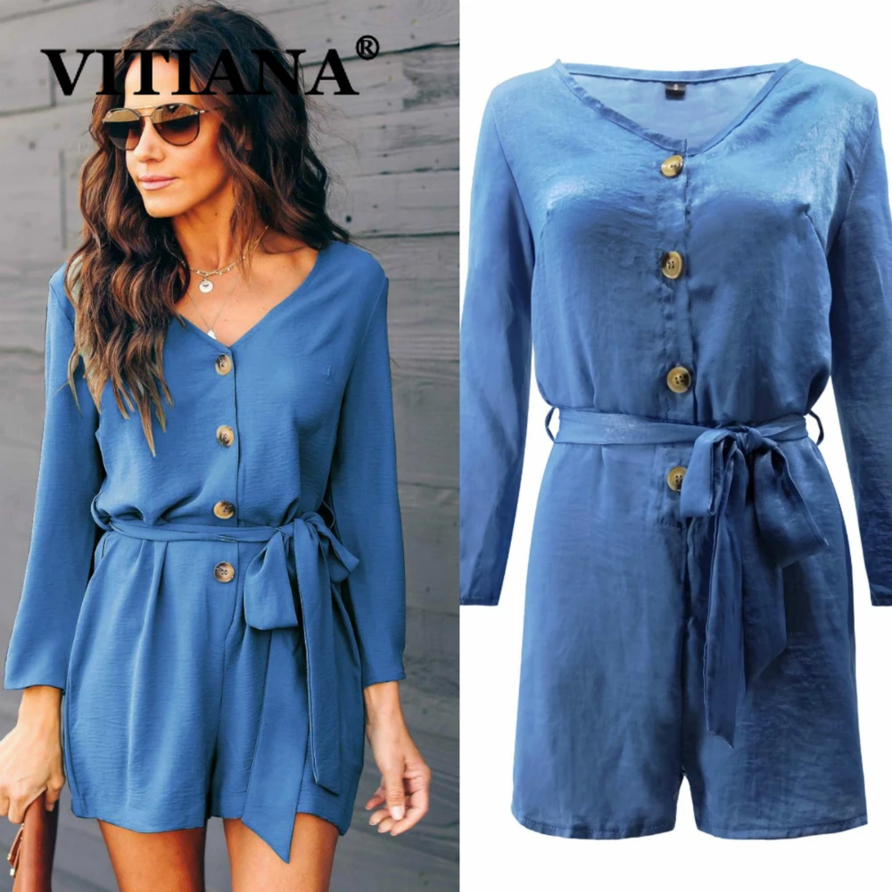 VITIANA женский сексуальный Однотонный черный комбинезон летний элегантный