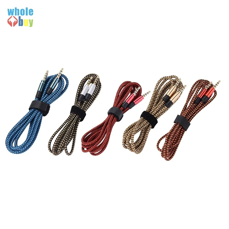 comprar Cabo Aux 300 Pçs/lote Para Iphone 6 Samsung 3.5mm, Fio Para Cabo De áudio De Carro, Colorido, Nylon, Fone De Ouvido, Alto-falante Cabo 1.5m 3m