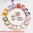 Циркониевая 10*14 мм прямоугольная 5 шт.упак. супер вспышка 5A Бриллиантовая Золотая основа для пришивания стразы, аксессуары для одежды, бесплатная доставка