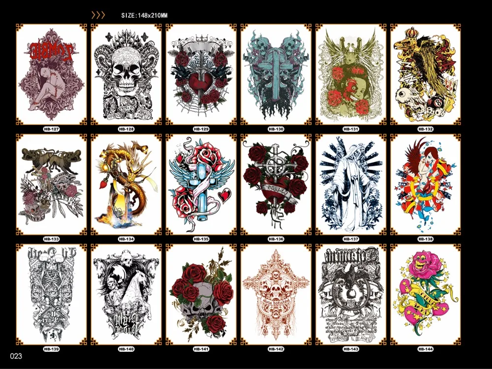 Съемный временные татуировки наклейки бумага Прохладный Смерть Череп тела рукав