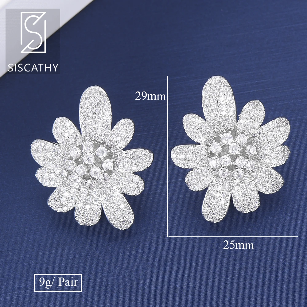 Женские серьги гвоздики sisathy корейские с кубическим циркониевая инкрустация AAA