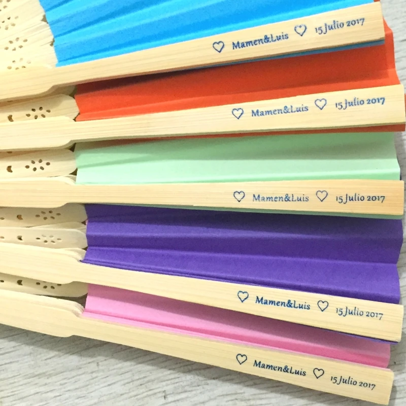 50 шт./лот индивидуальный свадебный подарок ручной вентилятор красочные бумажные