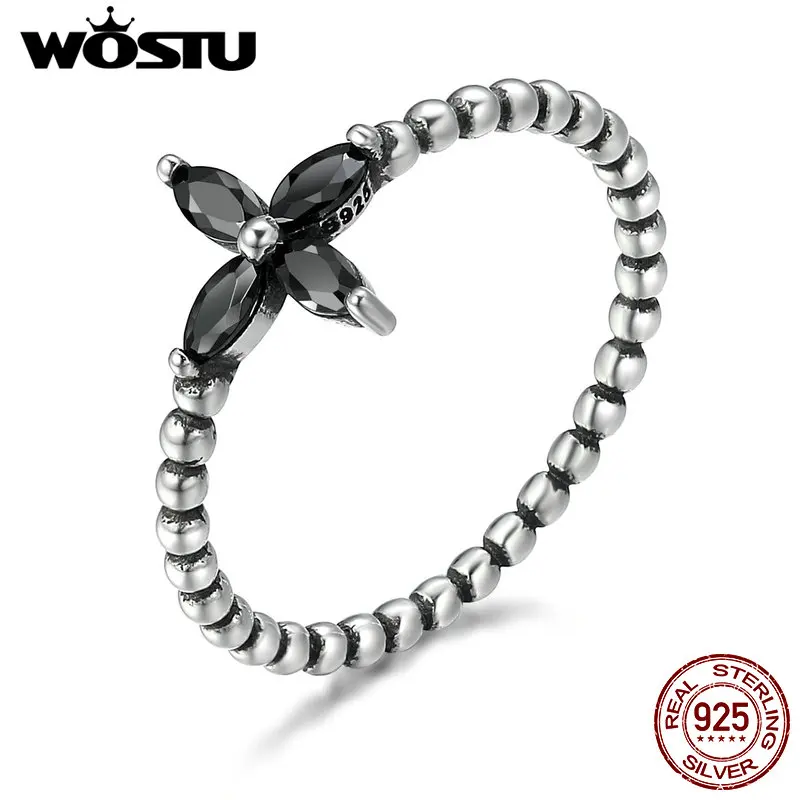 WOSTU бренд Настоящее 925 пробы Серебряный нежный цветок кольца для женщин Аутентичные ювелирные изделия подарок CQR137