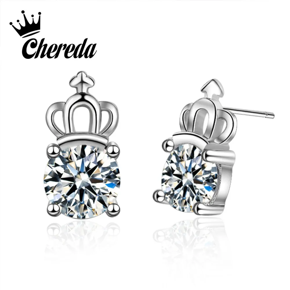 

Chereda New Arrival Rhinestones Stud Earrings For Women 1PC Luxury Crown Earring Jewelry Lady Party Birthday Accessories Gift