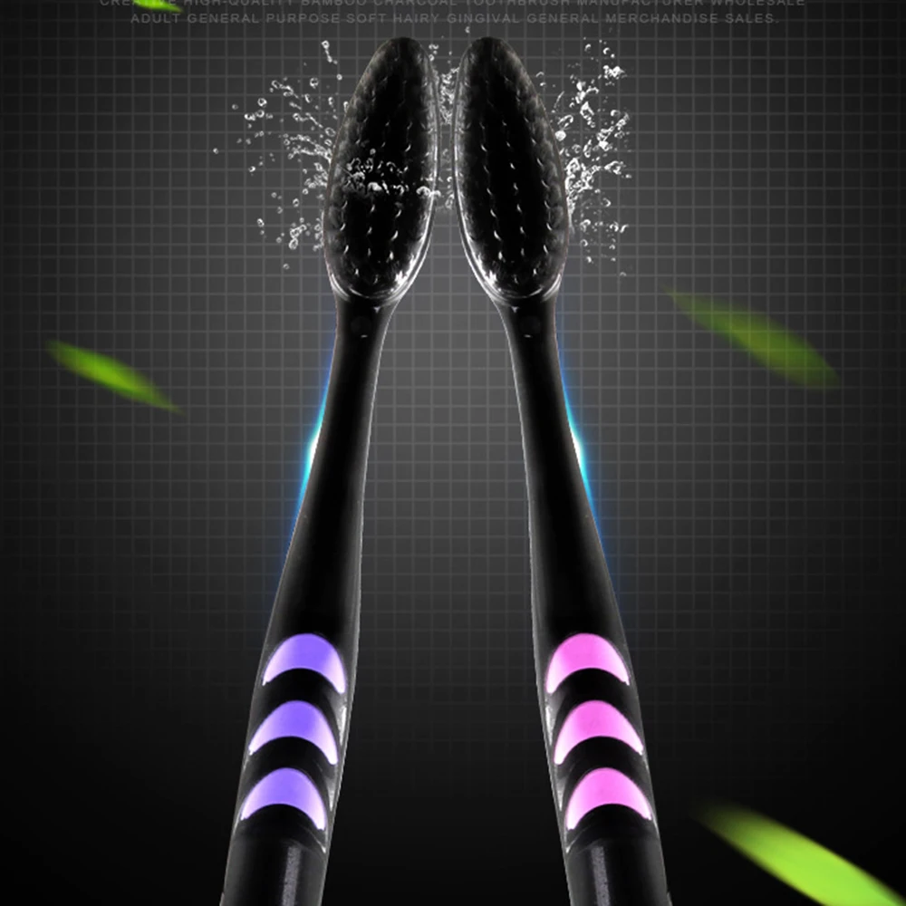 Портативная Ультрамягкая нано зубная щетка из бамбукового угля 10 шт. черная уход