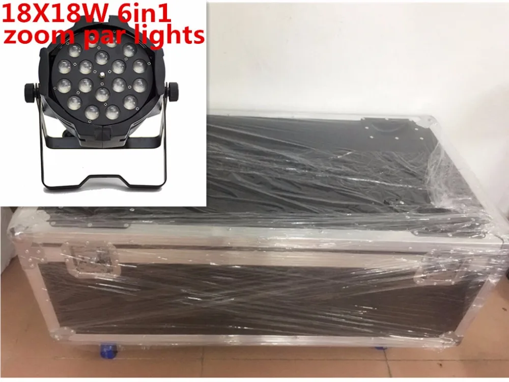 

6 pz 18x18 W Zoom Luci LED Par con 1 flight case rgbwa uv 6in1 led par luce dj Controller dmx luci Led Zoom Par Luce