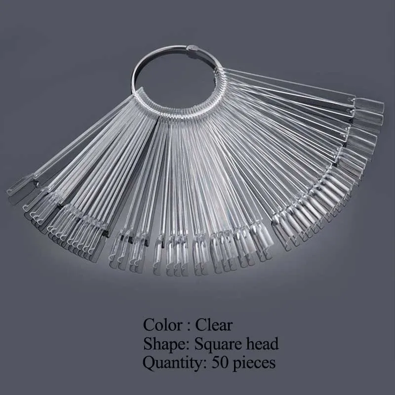 Clear 50pcs 50 шт., овальная форма, половинные накладные ногти, гель для маникюра, УФ-набор, сделай сам, для практики, полные кончики для ногтей, веер, прозрачные кончики для ногтей, инструмент для дизайна лака - Цвет: Clear 50pcs