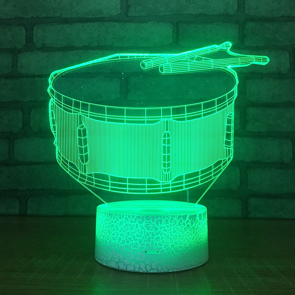 Китайский drum3D ночник креативная Иллюзия 3d лампа LED 7 цветов меняющаяся Настольная