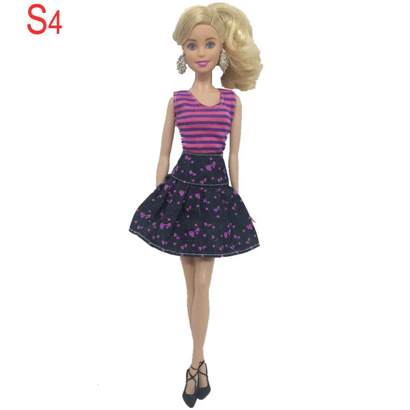 Полосатое модное Кукольное платье для кукол Барби цельное одежда кукольного