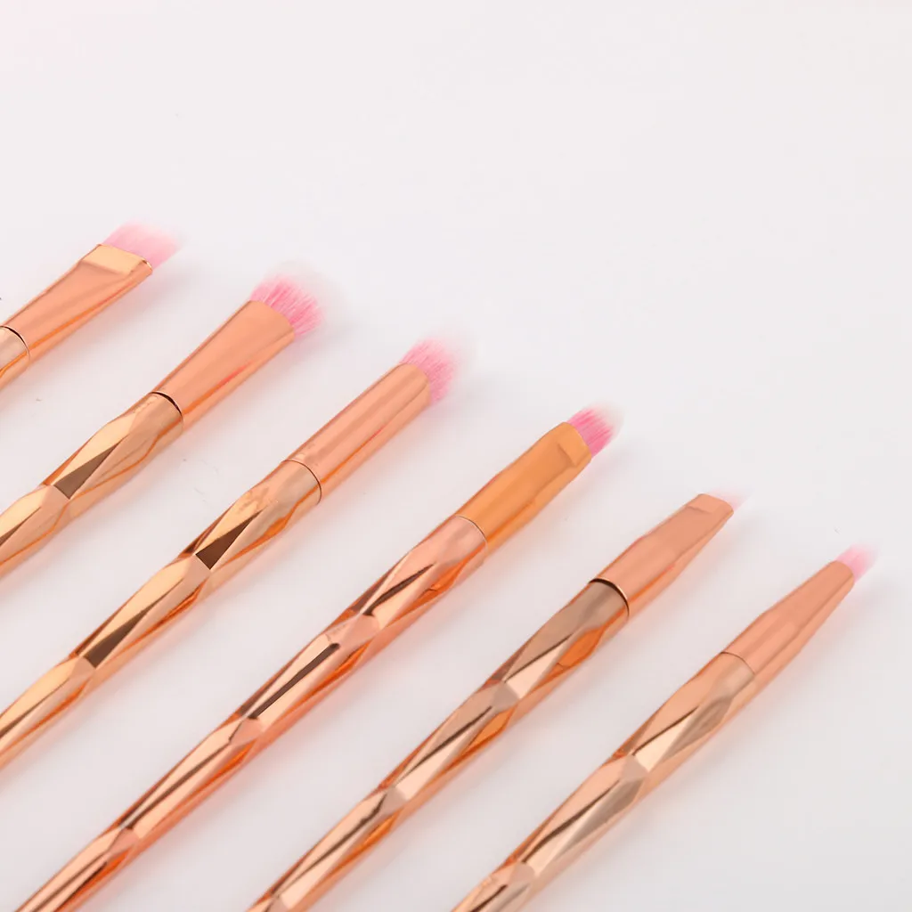 7pcs rose gold makeup brushes professional plastic Foundation brush Eyebrow Eyeshadow Mak eup Brushes brochas maquillaje | Красота и