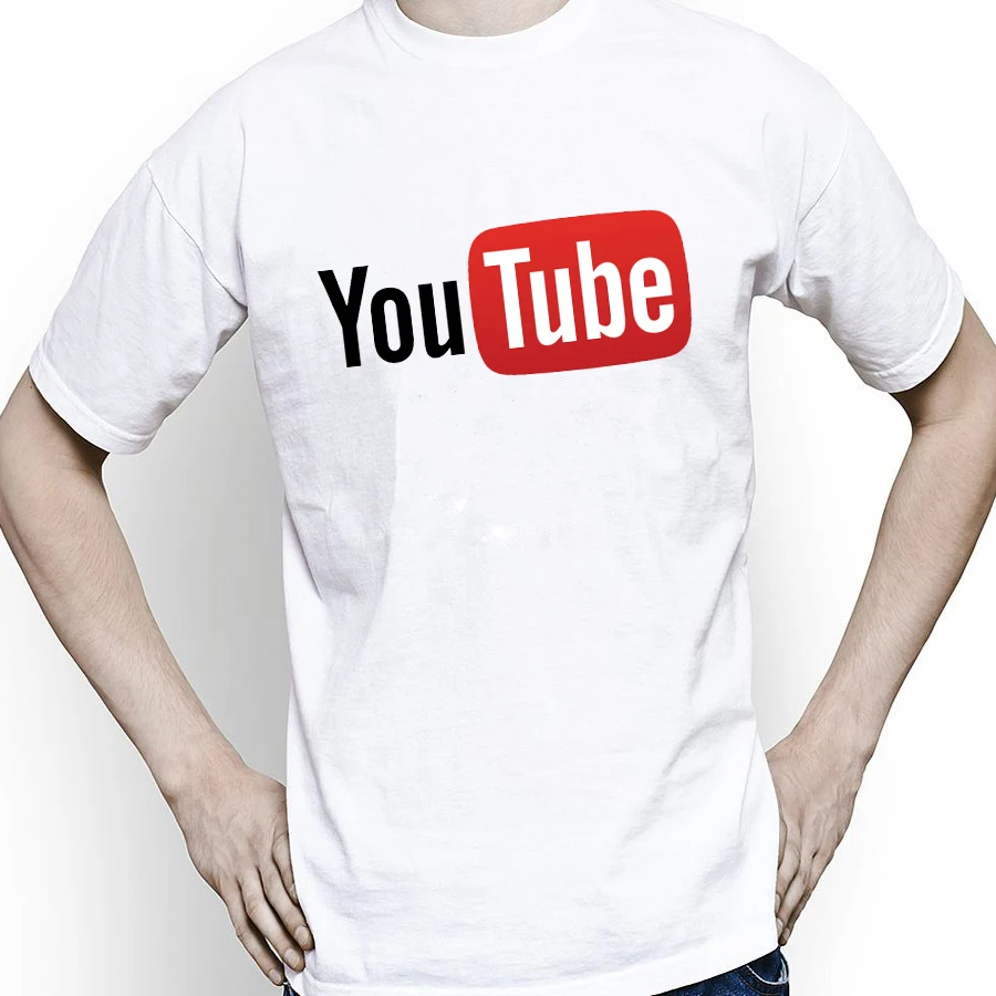 Новинка смешной Youtube Логотип черного цвета с рисунком хлопковая футболка для