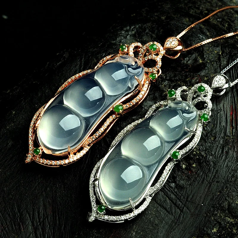 Natural ice chalcedony 925 silver inlaid pendant gourd genuine men's and women's jade Pendant fulushou | Украшения и