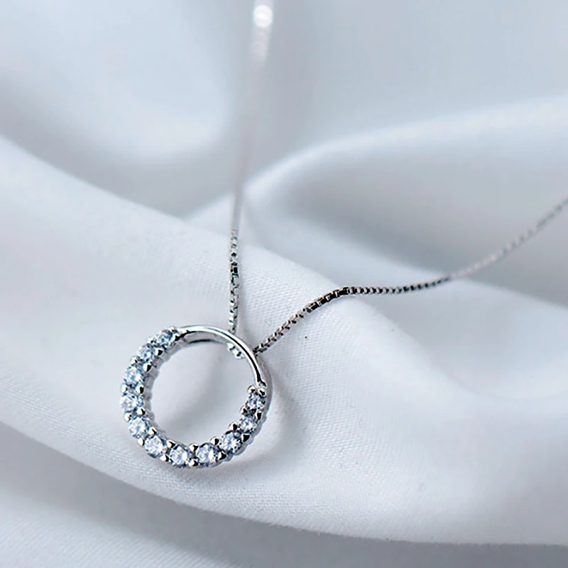 Горячая мода Корейская серебряная 925 ожерелье с подвеской из циркона для женщин, подарок на День рождения.