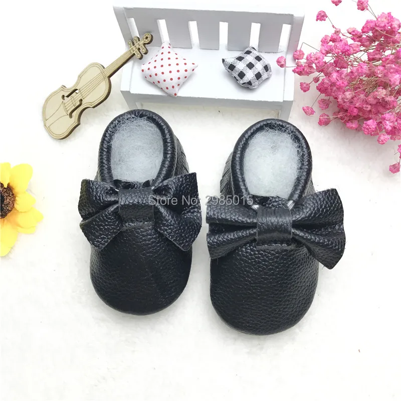 Genuine Leather Baby Shoes Bow Style Toddler Fringe Moccasins New Born Girls Handmade First Walkers Anti-slip |