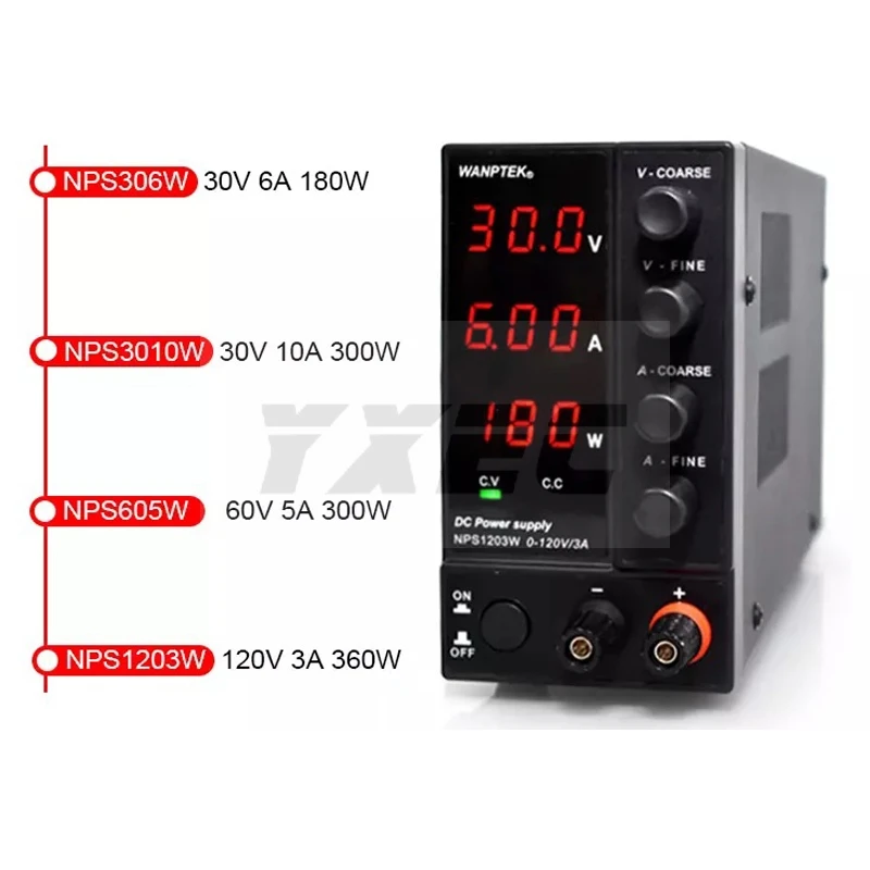Регулируемый мини источник питания постоянного тока с дисплеем 30V6A/60V10A 605 V/0