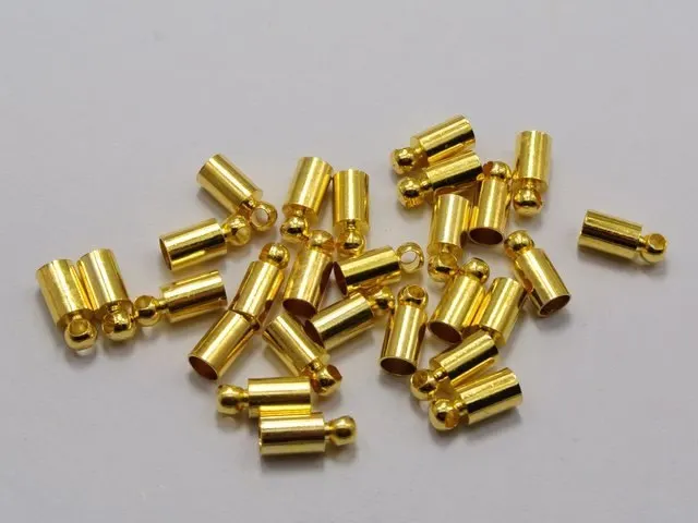 

100 Gold Tone End Bead Caps For 3.0mm Leather Cord Jewelry Finding