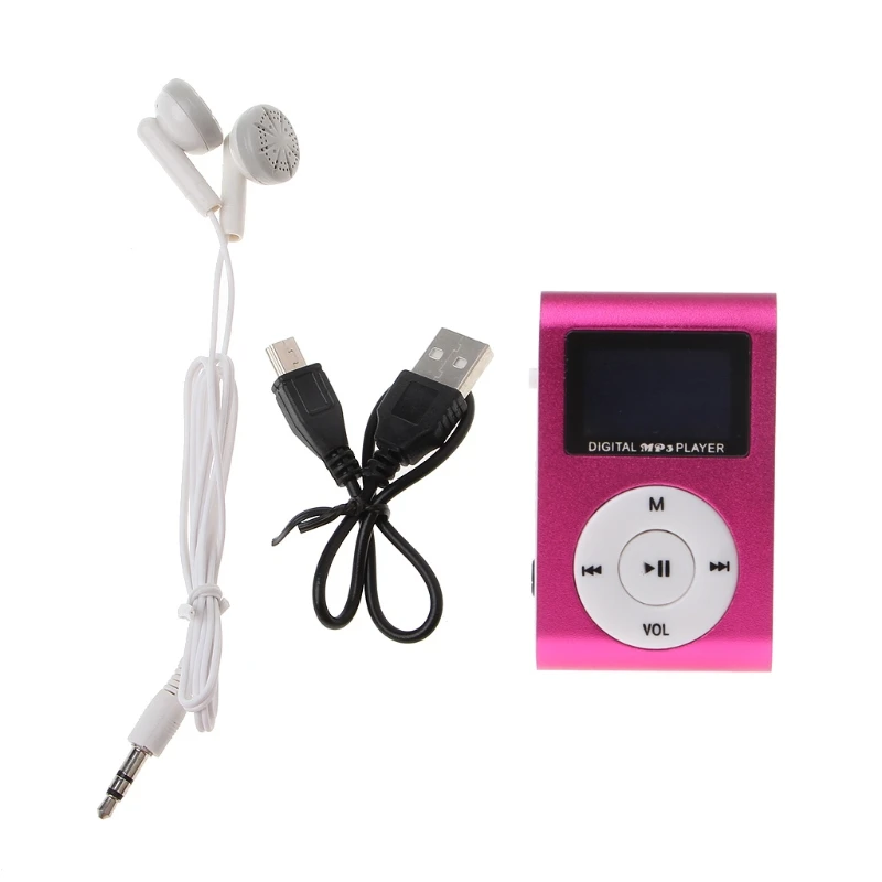 Розовый 1 комплект OOTDTY мини USB металлический зажим MP3-плеер ЖК-экран Поддержка 32 ГБ Micro SD TF слот для карт цифровой MP3 музыкальный плеер - Цвет: Розовый