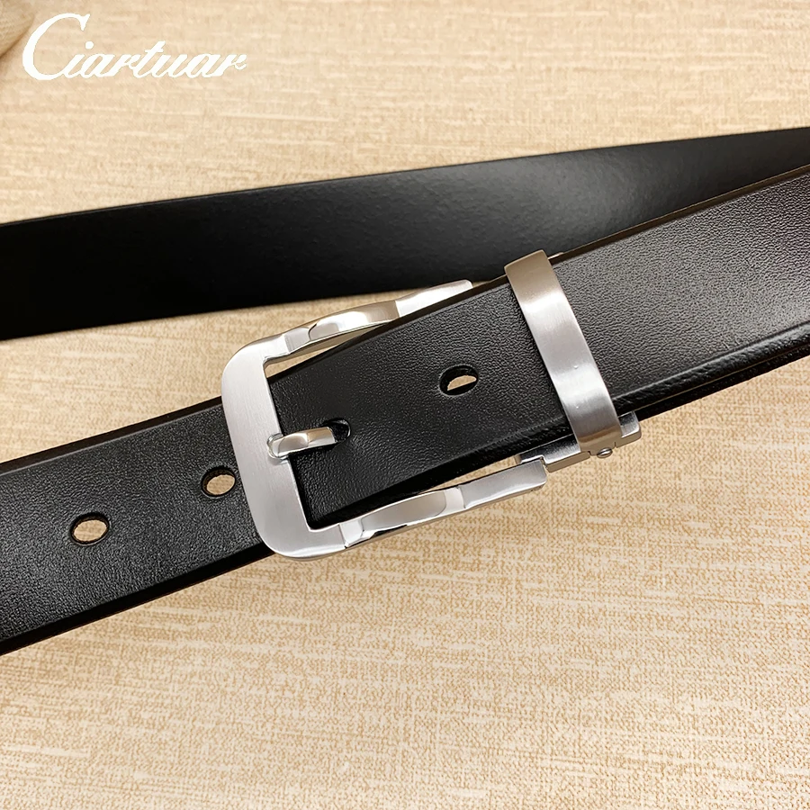 

2020 ciartuar high quality men belt genuine leather strap trousers first layer suit brass gold sliver pin buckle free shipping