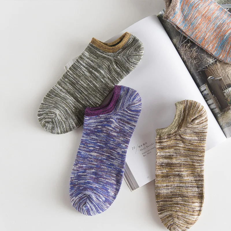 Новые мужские Хлопчатобумажные Носки Мода Полосы Мелкая Рот Низкой Помощи