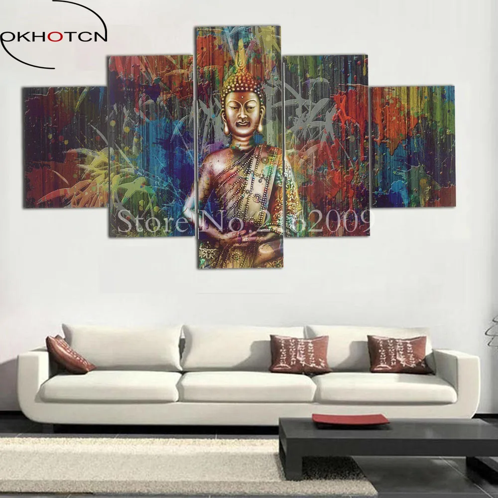 

OKHOTCN холст настенная живопись Будда современная абстрактная настенная холст искусство Современное оформление помещения печать картина Ка...