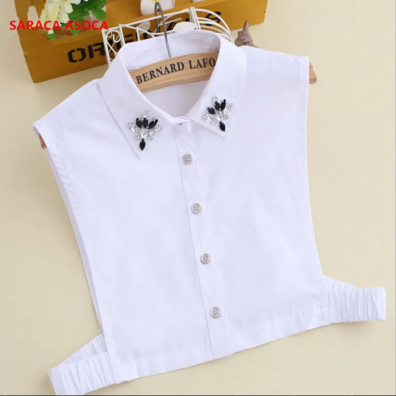 

Retail Adjustable Elastic Band Fashion Cotton Handmade Diamond Fake Collars for Women's White False Collar For Shirt B118