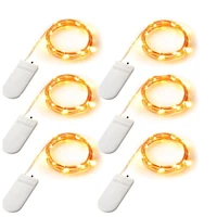 6pcs copper led fairy lights 2m 20 leds cr2032 button battery operated led string light xmas wedding party decoration