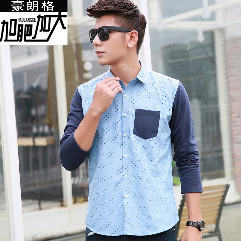 

2016 slim man men shirt jeans plus size Autumn mens long sleeve shirt camisa masculina brand casual office shirt