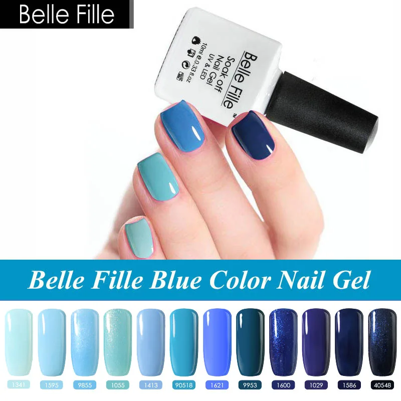Belle FILLE 10 мл синий гель для ногтей Vernis полу постоянный УФ Цвет GelPolish Soak Off UV Гель