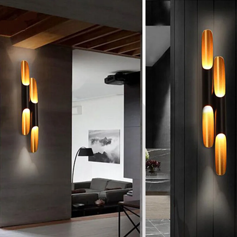 NOOSION современные трубы настенный светильник светодиодный Алюминий Черное золото