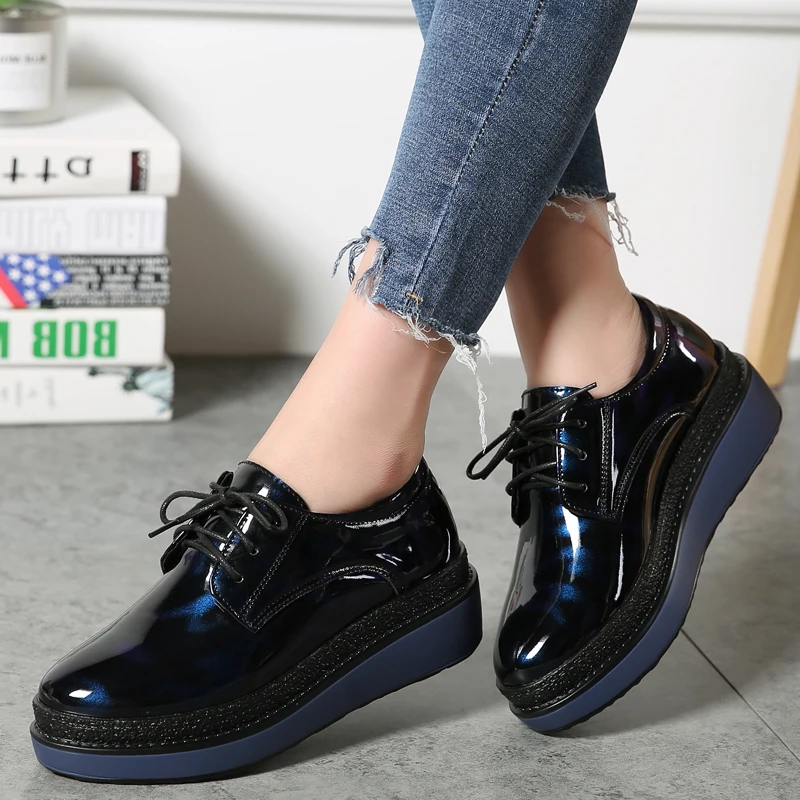 Женская обувь на платформе; zapatillas mujer; элегантные повседневные женские кожаные туфли-оксфорды в стиле ретро; сезон весна; коллекция года