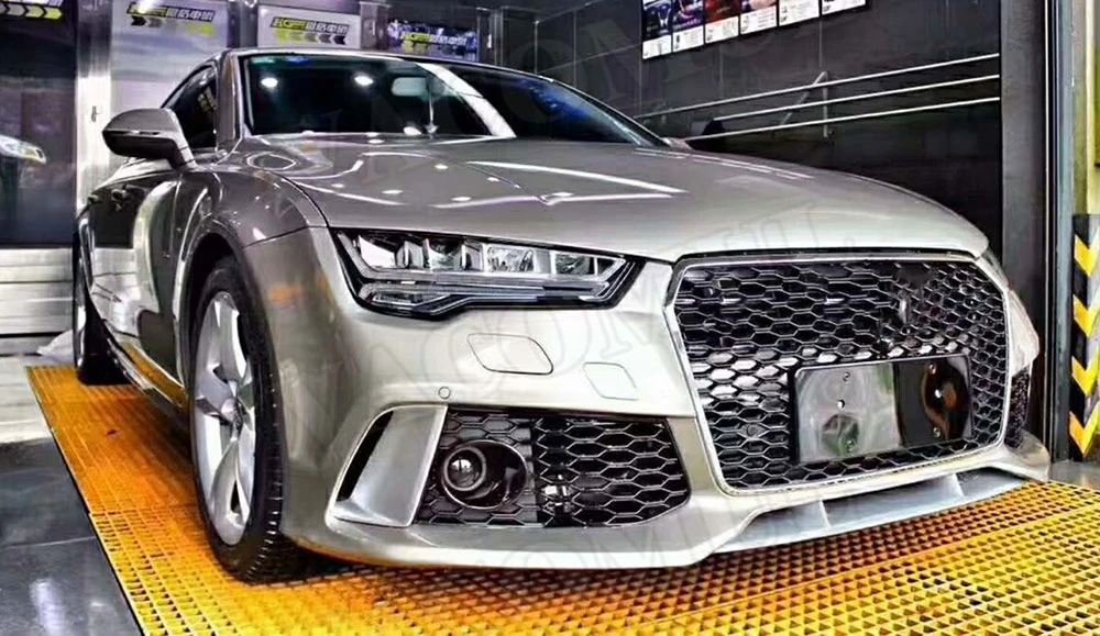 PP автомобильный комплект кузова Неокрашенный авто передний бампер задний диффузор боковые юбки гоночные грили для Audi A7 RS7 стиль