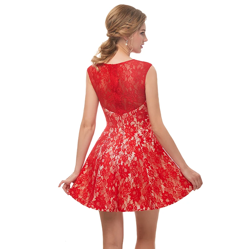 Женское платье подружки невесты Forevergracedress Красное Кружевное короткое на свадьбу