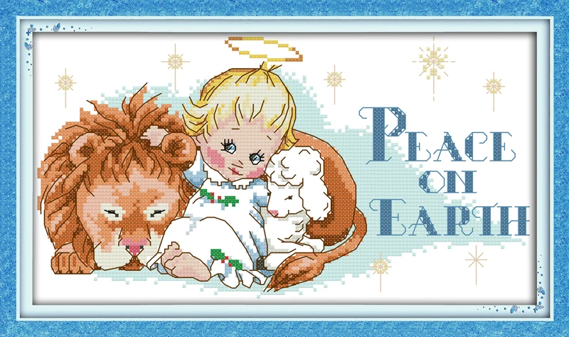 Holly angel cross stitch kit people Lion baby 18ct 14ct 11ct count print canvas stitches embroidery DIY handmade needlework | Дом и сад