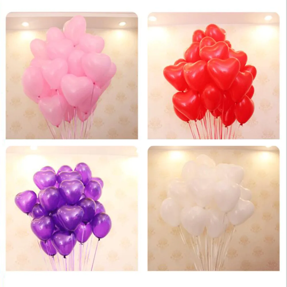 Латексные воздушные шары с красным сердечком 10 шт./лот разные цвета 12 дюймов