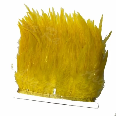 yellow Новое поступление года! 10 ярд неоновый лимонно-желтая обертка бахрома из перьев петуха планки Высота 4-" перья для свадьбы на праздник, украшение для платья - Цвет: yellow
