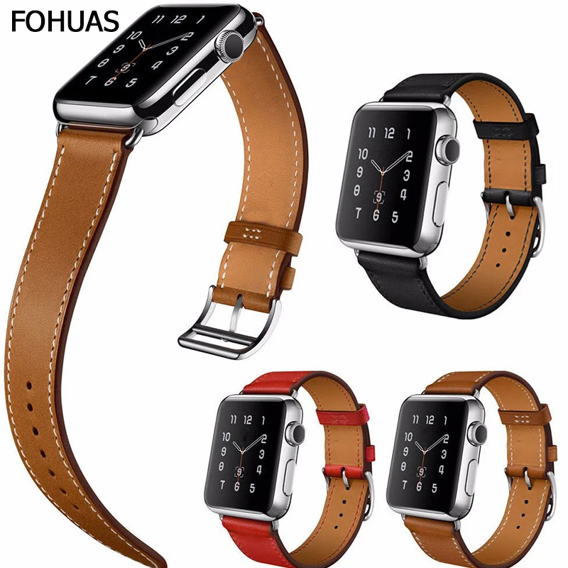 Ремешок из натуральной кожи для Apple Watch Series 4 3 2 1 браслет наручных часов подходит