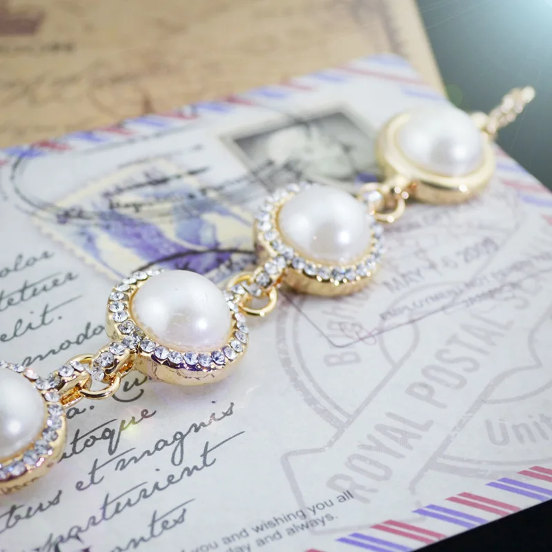 Korean New femme Simple elegant crystal pearl goddess temperament girls bracelet for women fashion jewelry wholesale FSB517 | Украшения и